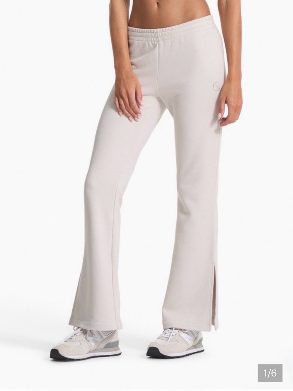 Vuori Women's Boot Cut Split-Hem Pants in Light Beige